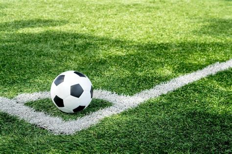 Premium Photo Soccer Football On Corner Kick Line Of Ball And A Soccer Field Football Field