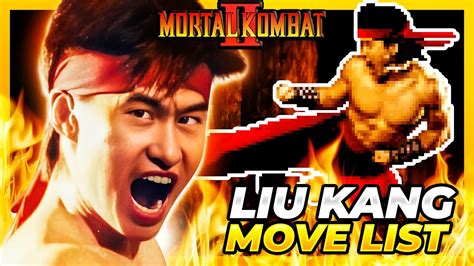 Liu Kang Move List Mortal Kombat Ii Mk2 Youtube