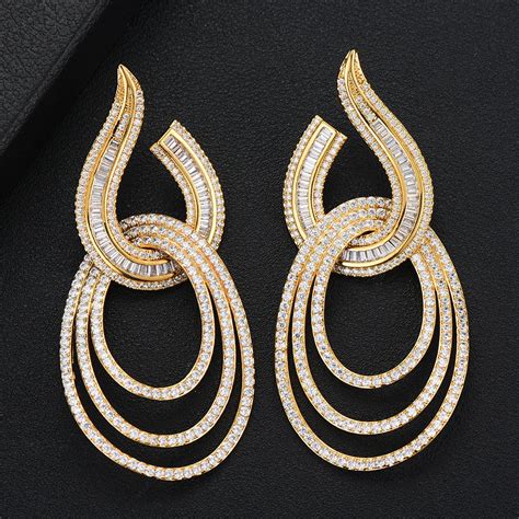 Godki Luxury Water Drop Long Dangle Earrings For Women Wedding Cubic