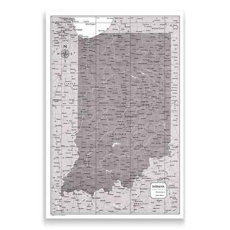 Indiana Map Poster - Dark Brown Color Splash - Conquest Maps LLC