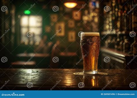 Refreshing Ice Cold Beer Pint Glass Generative Ai Stock Illustration