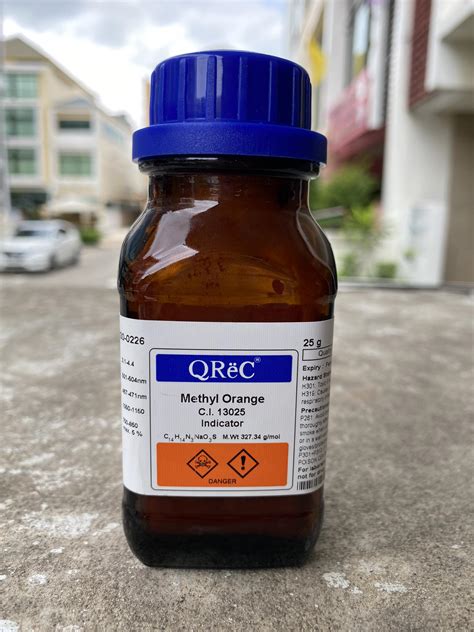 Methyl Orange Indicator 25 กรัมขวด ยี่ห้อ Qrec Newzealand แล็ป วัลเล่ย์ สารเคมี เครื่อง