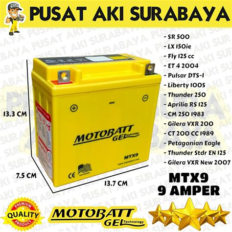 Jual Asli Gel Motobatt Mtx Ah Accu Kering Mf Motor Suzuki Thunder