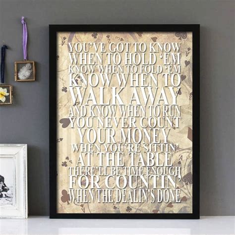 "The Gambler"- Kenny Rogers - Framed Lyrics Wall Art Design Version 2