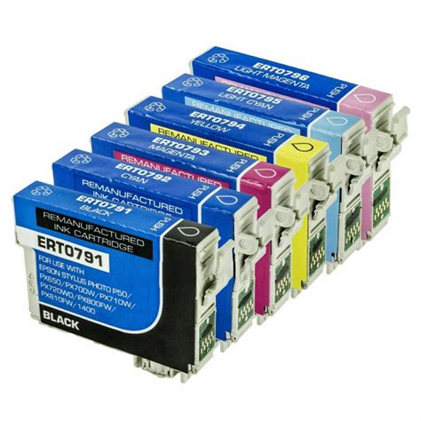 6 Pack Black Cyan Magenta Yellow Light Cyan Light Magenta Ink Cartridge For Epson 79 T0791