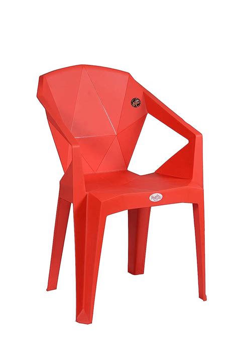 Petals Nakshatra Red Color Plastic Arm Chair For Home And Garden Single