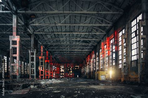 Large Empty Abandoned Warehouse Building Or Factory Workshop Abstract