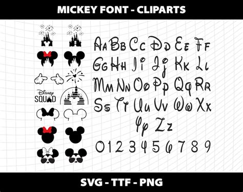 Mickey Mouse Font Cliparts Svg Ttf Alphabet Font Letters Birthday