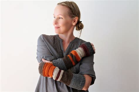 Urban Rustic Hand Knit Arm Warmers Long Fingerless Mitts