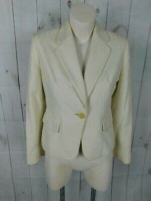 Banana Republic Solid Ivory Collared Buttoned Blazer Jacket Size P