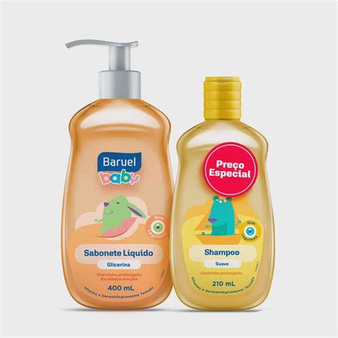 Kit Sabonete Liquido Infantil Baruel Baby Glicerina 400ml E Shampoo