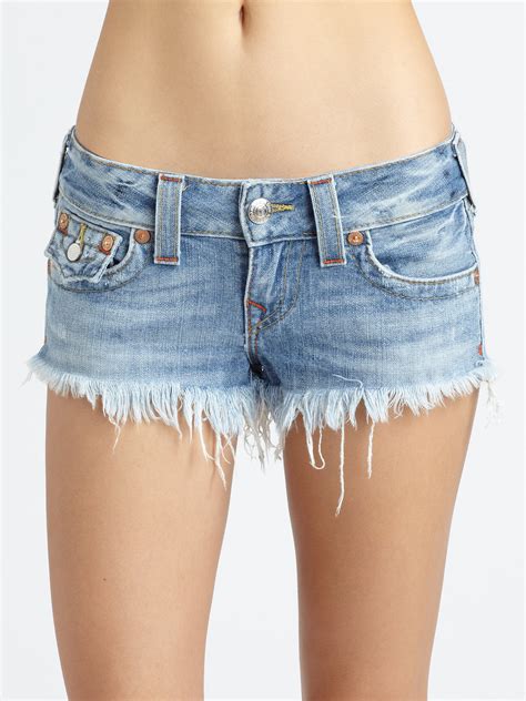 Lyst True Religion Joey Cut Off Denim Shorts In Blue