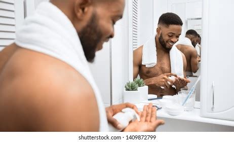 Smiling Afro Man Naked Torso Squeezing Stock Photo Shutterstock