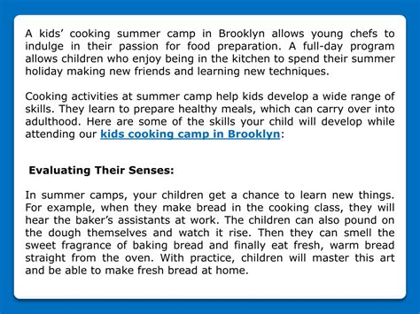 Ppt 4 Healthy Practices And Skills Kids Learn From A Cooking Camp