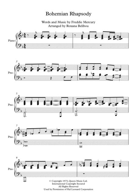 Bohemian Rhapsody Arr Roxana Belibou By Queen Sheet Music For Piano