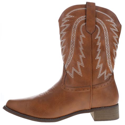 Searchers SC200917BRXL Brown Cowboy Boots for Men Square Toe Embroidered Western Boot Size XL ...