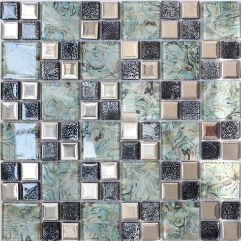 Blue Gray Glass Mosaic Tile Kitchen Backsplash JMFGT052 Crystal Silver Glass Mosaic Wall Tile ...