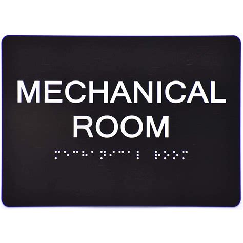 MECHANICAL ROOM SIGN Tactile Touch Braille Sign Aluminium Black