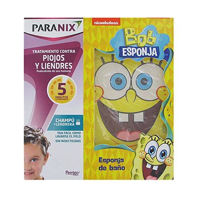 Paranix Champú Lendrera Regalo Esponja de Baño Bob Esponja