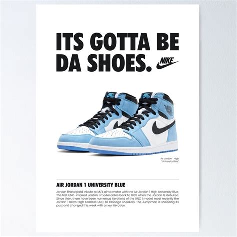 Poster Nike Air Jordan 1 University Blue Poster By Mlacreativeshop