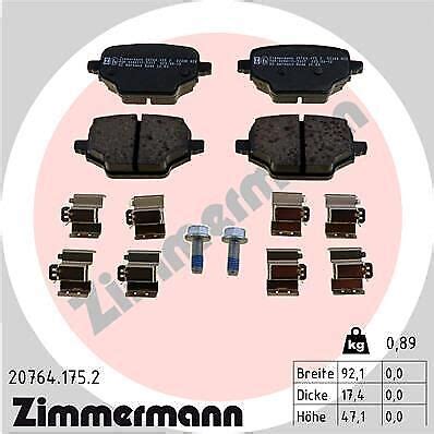 SATZ BREMSBELÄGE BREMSKLÖTZE ZIMMERMANN 207641752 P FÜR CITROËN