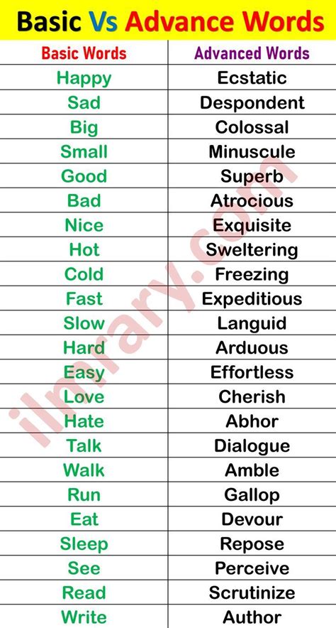 100+ Basic to Advanced English Vocabulary Words List