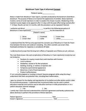 Fillable Online Botulinum Toxin Type A Informed Consent Fax Email Print