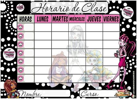 Horario De Clases Para Niñas Bonitos Imagui