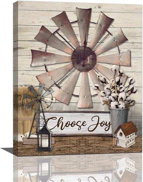 Farmhouse Windmill Wall Art Rustic Country Windmill Cotton Pictures Wall Decor