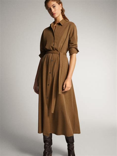 Shirt Dress With Belt Women Massimo Dutti Shirt Dress Womens