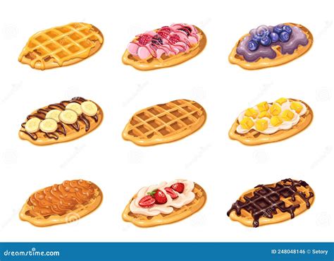 Croffle Croissant Waffle Korean Pastry Stock Vector Illustration Of