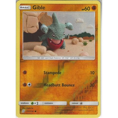 Pokemon Trading Card Game 112236 Gible Reverse Holo Sm11 Unified Minds Trading Card Games