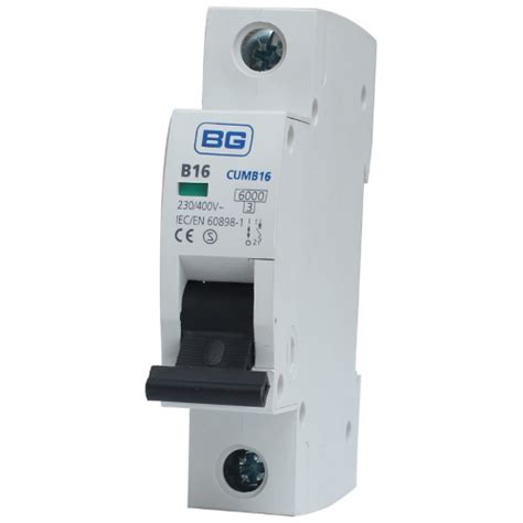 BG CUMB16 MCB SP Type B 16A 6kA Electric Vault Ltd