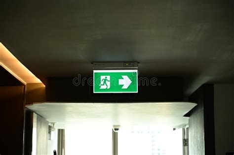 Exit Symbol for Warning People, Green Light Stock Image - Image of ...