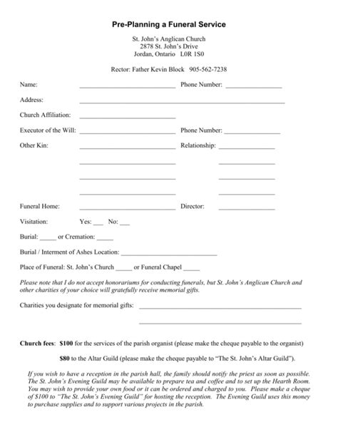 Funeral Planning Declaration Template