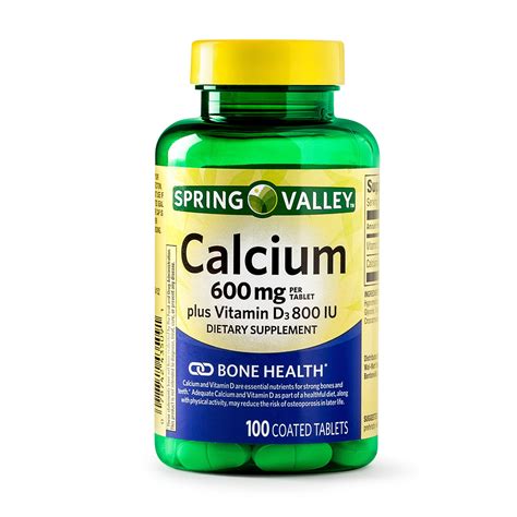 Spring Valley Calcium Plus Vitamin D Coated Tablets 600 Mg 100 Ct