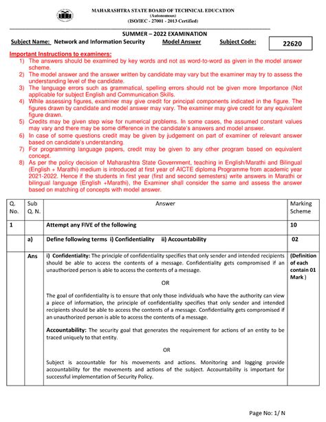 Nis Model Answer Autonomous Iso Iec Certified