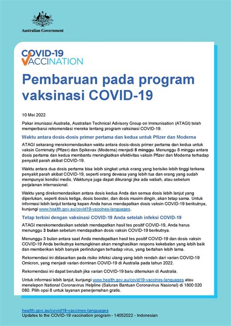 Pembaruan Pada Program Vaksinasi Covid Australian Government