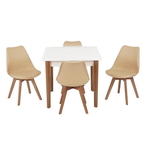 Conjunto Mesa De Jantar Luiza 80cm Branca 4 Cadeiras Leda Nude Leroy Merlin