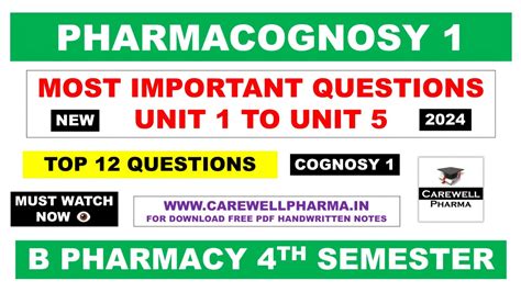 Pharmacognosy 4th Semester Important Questions Pharmacognosy 1