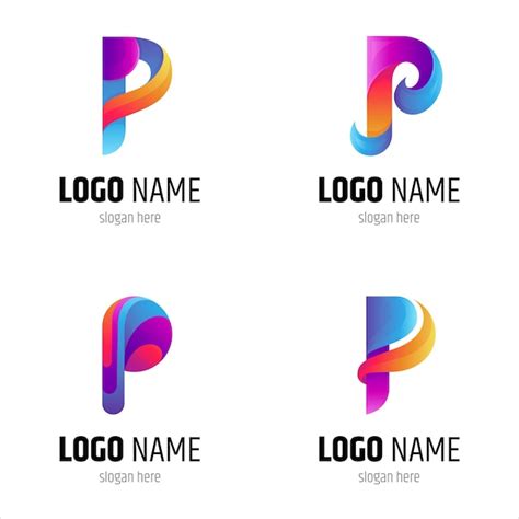 Conjunto De Logotipo Letra P Vector Premium