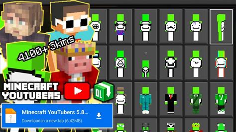 Minecraft Youtubers Skin Pack Part 1 And 2 Mcbe 121 Youtube