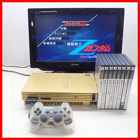 傷や汚れあり動作品 PS2 プレステ2 本体 SCPH 55000 GU 機動戦士Zガンダム 百式ゴールドパック ソフト7本 まとめて