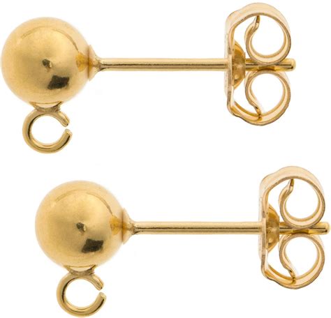 Amazon Pcs K Gold Filled Mm Ball Stud Earring Loop Post