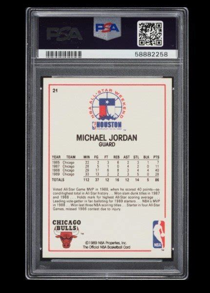 1989 NBA Hoops Michael Jordan All Star 21 PSA 9 NBA 1 Card