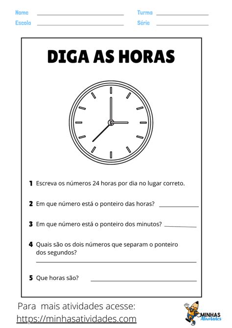 Atividade Sobre Horas 4 Ano