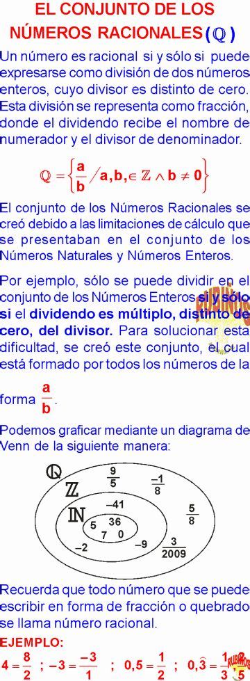 QUE ES EL CONJUNTO DE LOS NÚMEROS RACIONALES EJEMPLOS Números