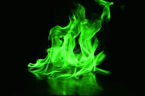 Beautifu Green Fire Flames on a Black Background. Stock Image - Image ...