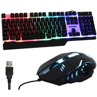 Kit Teclado E Mouse Branco Gamer Haiz Led USB Rgb Console Notebook