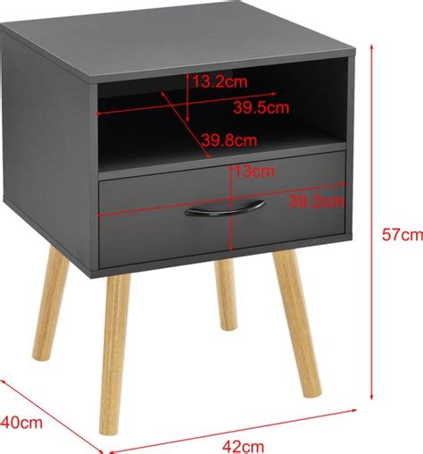 Nachtkastje Met 1 Laden Open Vak Spaanplaat Hout Donker Grijs